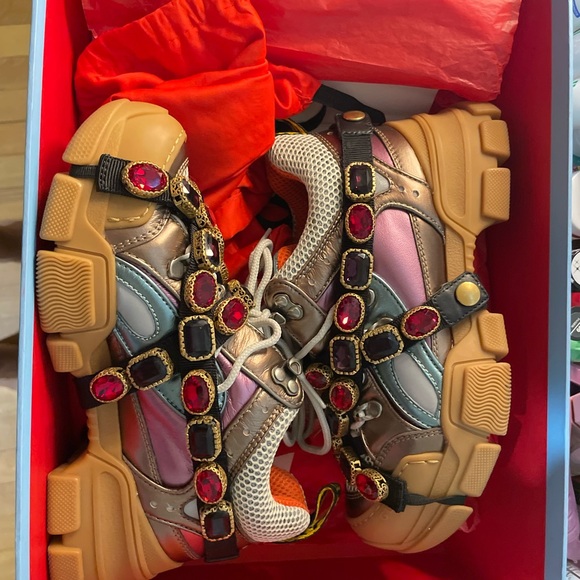 Gucci Shoes - Gucci Flashtrek Crystal Lace Up Boot Trainer Sneaker 36 / size 6